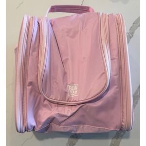 Boacay Hanging Toiletry Bag Pink Travel Organizer Makeup Case with Hook Strap